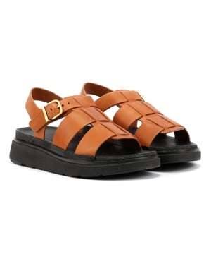 Step into style and comfort with these fisherman sandals, crafted with a premium leather upper and a brushed-metal buckle. Designed with natural arch support and a sleek interwoven-strap design, they sit atop a bold, chunky sole. Finished with a slip-resistant rubber outsole for enhanced stability. Granted the APMA ( American Podiatric Medical Association ) Seal of Acceptance, for footwear found to promote good foot health.