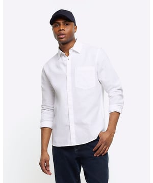 Regular fit, Linen blend, Collared, Long sleeves, Cuffed, Button fastening