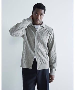 Chevron knit fabric, Collared, Long sleeves