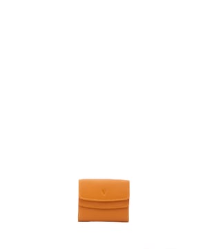 Cartera de mujer. El cierre es con botón de presión. Los bolsillos internos son tarjeteros para billetes y monedas. Los bolsillos externos están ausentes. Falta la correa para el hombro. Falta el mango. Hay dos compartimentos internos. El material exterior es ecopiel. Internamente está forrado en poliéster. Medidas: 9x8x2 cm. Producto de moda