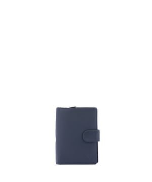 Cartera de mujer. El cierre es con botón de presión. Los bolsillos internos son uno con cremallera, tarjetero y porta billetes. Los bolsillos externos están ausentes. Falta la correa para el hombro. Falta el mango. Hay tres compartimentos internos. El material exterior es ecopiel. Internamente está forrado en poliéster. Medidas: 13x9,5x4 cm. Producto de moda