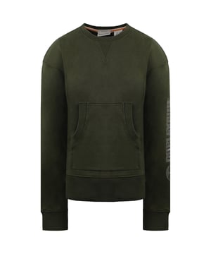The Timberland Linear Iridescent Women's Green Sweater combines modern style with subtle, eye-catching details. Perfect for layering or wearing on its own, this sweater adds a touch of uniqueness to your wardrobe with its iridescent branding and comfortable design.
Key Features:
Soft Cotton Blend Fabric: 

Ensures comfort and breathability for all-day wear.

Iridescent Linear Timberland Logo: 

Features a sleek, reflective logo across the chest, adding a modern and stylish twist to the classic Timberland branding.

Classic Crewneck Design: 

A timeless neckline that pairs well with jeans, skirts, or leggings.

Ribbed Cuffs &amp; Hem: 

Offers a snug fit to help retain warmth and maintain the sweater’s shape.

Relaxed Fit: 

Provides a comfortable and easy-going silhouette, ideal for casual outings or layering over other pieces.

Rich Green Colorway:

A versatile and earthy tone that adds a pop of color to your wardrobe while remaining easy to style with various outfits.

Perfect for everyday wear or casual get-togethers, the Timberland Linear Iridescent Green Sweater brings a fresh, modern twist to a classic style while offering the comfort and durability Timberland is known for.