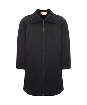 Main fabric : 66% Polyester Woven / 34% Cotton Woven / Application : 100% Calf Leather / Application : 100% Lamb Leather Marni's Mid-length Water-repellent Taffeta parka showcases a knee-length silhouette, perfect for stylish layering. With a secure zipper closure and long sleeves, it effortlessly combines functionality with elegance. Ideal for unpredictable weather, this parka keeps you dry while ensuring a chic look, making it a must-have for any wardrobe