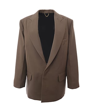 53% Polyester, 43% Wool &amp; 4% ElastaneThe Peak Lapel Jacket has a longer-length, oversized silhouette and a lower than usual break line for a more contemporary aesthetic. Traditional front flap pockets and a single welt pocket at the chest bring a refined polish to the look, while uncut buttonhole detailing at the cuffs add a unique point of interest