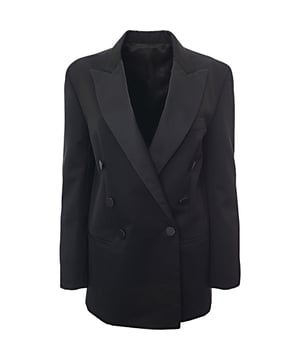 100% wool; lining: 100% viscose Isabel Marant's 'Peagan' blazer has lustrous satin peak lapels inspired by traditional tuxedo styles. It's tailored from wool in a double-breasted silhouette with sharp shoulders and covered buttons