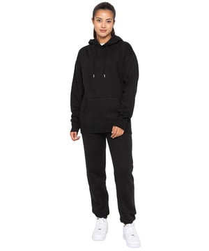 Enzo Womens Tracksuit Set. Long sleeve Oversized Hoodie and Relaxed Fit Joggers. Keeps your Body Warm and Comfortable. Joggers Feature 2 Side Slash Pockets. Brushed Back Inner Fleece Lining for more Comfort. Cuffed Leg Design, Elasticated Waist with drawstrings. Ideal to use for Casual and Work wear.