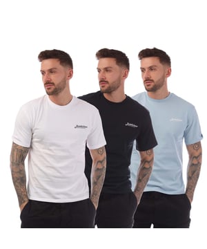 Mens Jack Jones 3 Pack Beau Footprint T- Shirts in white blue.- Crewneck.- Short sleeves.- Jack & Jones branding.- Regular fit.- 97% Cotton  3% Elastane.- Ref: 12277465WBL