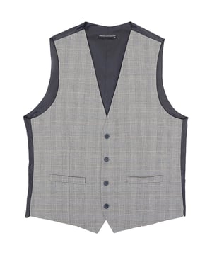 64% Polyester, 34% Viscose &amp; 2% Rayon. This V-neck waistcoat features a button placket, a contrasting back with an adjustable cinch.