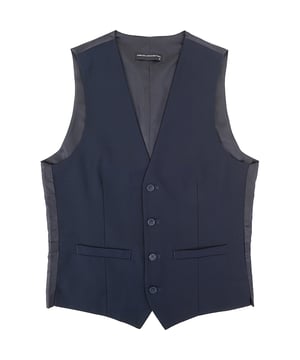 100% Polyester. This V-neck waistcoat comes with a button placket, a contrasting back with an adjustable cinch, and pocket details.