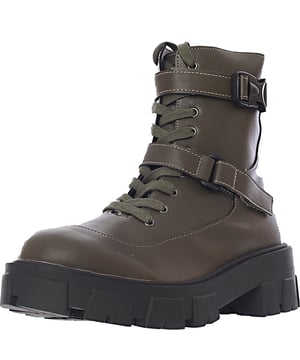 This item features laces and buckles for fastening.