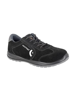 Stay protected and comfortable on the job with the Grafters Force Safety Trainers. Designed for both durability and style, these trainers feature a tough yet lightweight construction, ideal for work environments that require safety without sacrificing comfort. The steel toe cap ensures your feet are safeguarded from impact, while the slip-resistant sole offers excellent grip, reducing the risk of slips and falls on slippery surfaces.
 The breathable textile upper keeps your feet cool throughout the day, and the padded collar and tongue provide extra comfort for long hours of wear. Whether you're on construction sites, in warehouses, or working in other demanding environments, the Grafters Force Safety Trainers offer reliable protection, lasting comfort, and a sleek, modern look.

- Suede / Textile upper
- Lace-up closure
- Steel toe cap
- Padded tongue & collar
- Slip-resistant sole
- Grafters branding