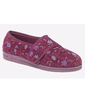 Presented in a stylish plum colourway with complimenting floral detailing, these Comfylux Sally slippers are as stylish as the are comfortable, boasting a relaxed fit and cushioned footbed.
- Nylon upper
- Touch fastening closure
- Washable
- Relaxed fit
- Vulcanised Rubber Sole