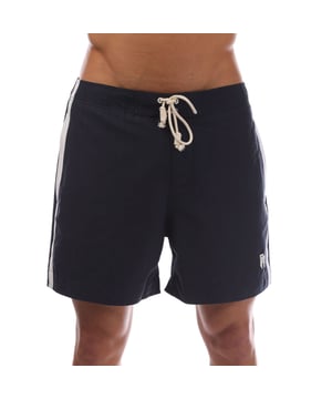 Mens Palm Angels Monogram Swim Shorts in navy - white.- Elasticated waistband with drawstring.- Side pockets.- Back pockets.- Brand's monogram on the hem.- Relaxed fit.- 100% Polyester.- Ref: PMFA0090014601