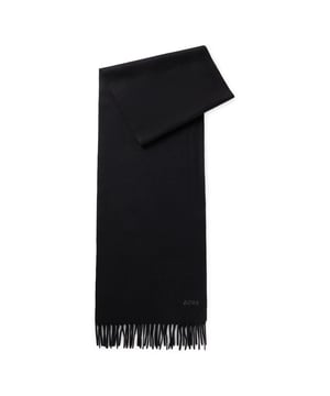 Mens BOSS Scottas Italian-cashmere scarf with fringing and embroidered logo in black.A signature scarf with an embroidered logo by BOSS. With soft fringing  this accessory is crafted in 100% Italian cashmere.- Measurements: 190 x 28cm.- 100% Cashmere.  Hand wash- Ref: 50519832-001