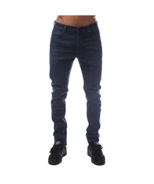 Mens BOSS Keith-1 Jeans in navy.- Five-pocket styling.- Zip fly and button fastening.- Branded waist patch.- Stretch fabric.- Tapered fit.- 81% Cotton  11% Lyocell  6% Elastomultiester  2% Elastane.- Ref: 50480285145