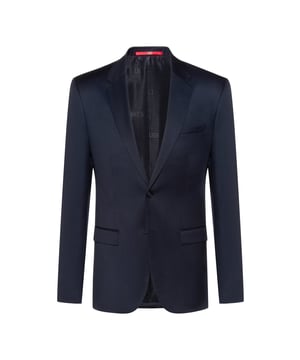 Men's Hugo AldonS Blazer Jacket.- Longsleeve blazer.- Notch lapels.- Button cuffs.- Two-button closure.- Flap pockets.- Welt chest pockets.- Inside jet pocket with button.- Fully lined.- Side vent.