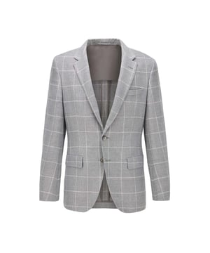 Men's Boss T-Hesam Blazer Jacket. The Boss blazer, part of the formal collection, is crafted for a sophisticated appearance. Featuring a notch lapel collar and a button closure, it exudes elegance. The jacket is designed in a slim fit, adorned with a classic plaid pattern and includes practical pockets.- Single breasted blazer.- Notched lapel.- Partially lined.- Two-button closure at front.- Welt pocket by the left chest.- Interior welt pocket.- Flap pockets at waist.- Slim fit.