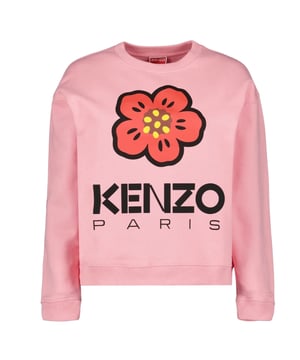 Kenzo roze sweatshirt, 99% katoen, 1% elastaan, ronde hals, lange mouwen, bloemenmotief, elastische hals, mouwuiteinden en onderkant