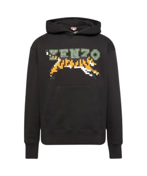 Kenzo Sudadera con capucha negra, 99% Algodón, 1% Elastano, Diseño de logo en el pecho, Regular Fit, Se ajusta a la talla real, Manga larga, Con capucha, Ropa casual, Sudadera con capucha negra
