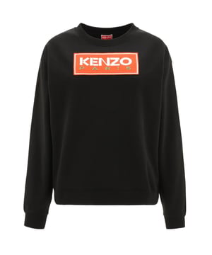 Kenzo zwart sweatshirt, 100% katoen, ronde hals, lange mouwen, bloklogo, elastische hals, mouwuiteinden en onderkant