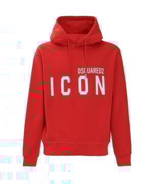 Dsquared2 Rode Hoodie, 100% Katoen, Vet Pictogramlogo op de Borst, Normale Pasvorm, Valt normaal qua maat, Lange Mouw, Capuchon, Vrijetijdskleding, Rode Hoodie