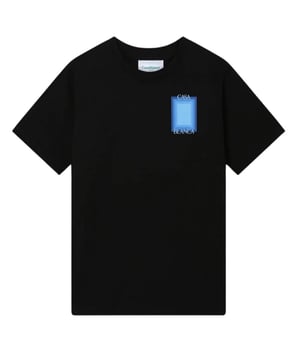 Short Sleeved Black T-Shirt, Casablanca Degrade Screen Design, Crew Neck Tee, Regular Fit, Fits True To Size, 100% Cotton, Black Tee, Casual Wear