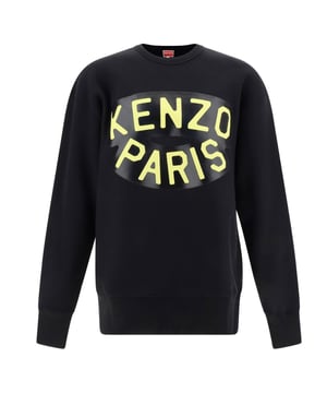 Kenzo zwart sweatshirt, 100% katoen, ronde hals, lange mouwen, grafisch logo op voor- en achterkant, elastische nek, mouwuiteinden en onderkant