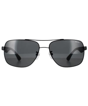 Nuevas gafas de sol policiales negras, ancho de la lente = 60 mm, ancho del puente nasal = 16 mm, longitud del brazo = 140 mm, gafas de sol, estuche para gafas de sol, paño de limpieza e instrucciones de cuidado, todo incluido, 100 % de protección contra la luz solar UVA y UVB y cumplen con la norma británica EN 1836:2005, gafas de sol negras, 100 % metal