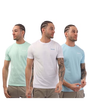 Mens Bench Stanille Logo 3 Pack T- Shirts in white-blue.- Round neck.- Short sleeves.- Printed branding.- Straight hem.- 100% Cotton.- Ref: BN2A131682BS2