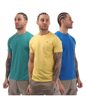 Heren Farah Jeston 3- Pack T-shirt met Logo Chest Print in multi colour.- Ronde hals.- Korte mouwen.- Rubberen Farah Vintage logo.- Rechte zoom.- Normale pasvorm.- 100% Katoen.- Ref: FR2A131194