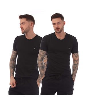 Mens Calvin Klein 2 Pack of Essential Crew T-Shirts in black.- Crew neck.- Short sleeves.- Printed branding.- Soft cotton stretch.- 95% Cotton  5% Elastane.- Ref: 000NB2221A001
