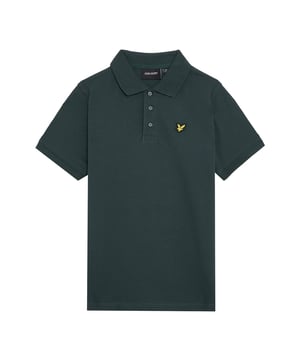 Juniors Lyle And Scott Plain Polo Shirt in green.- Classic ribbed collar.- Three button placket with detail stitching.- Short sleeves.- Ribbed cuffs.- Embroidered logo on chest.- Regular fit.- 97% Cotton  3% Elastane.- Ref: SPB2000VX311