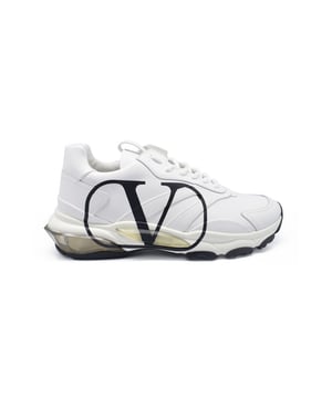 Valentino Bounce Model Sneakers aus weißem Leder.Schwarzer VLogo Signature-Druck an der Seite.VLTN-Logo auf der Zunge.Gummisohle mit seitlich geprägtem VLTN-Logo.Made in Italy.