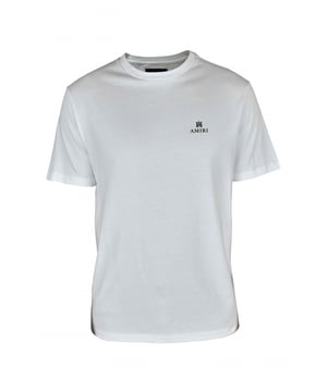 Wit katoenen Amiri T-shirt.Zwart logo gedrukt op de borst.Zwart logo op de nek.Ronde hals.Korte mouwen.Gemaakt in Italië.
