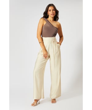 Striking paper bag waist design with self-tie belt for a customisable fit
        Wide leg silhouette creates a dramatic, flowing effect with every step
        High-waisted cut elongates the legs for a flattering profile
        Lightweight linen-look fabric offers breathable comfort for all-day wear
        Side pockets add practical functionality to this fashion-forward piece
    
    These wide leg trousers showcase MissPap's signature blend of comfort and contemporary style. The distinctive paper bag waist creates a gathered effect that cinches in your silhouette, while the flowing wide legs deliver movement and drama. Style them as seen with a one-shoulder bodysuit for casual gatherings, or dress them up with a cropped blouse and strappy heels for evening drinks with the girls. The versatile linen-look fabric transitions effortlessly between seasons-layer with an oversized blazer when temperatures drop or wear alone with a bandeau top during warmer months. Perfect for family brunches, shopping trips with mates, or casual Friday at the office, these trousers offer the ideal balance of relaxed comfort and head-turning style that MissPap devotees adore.