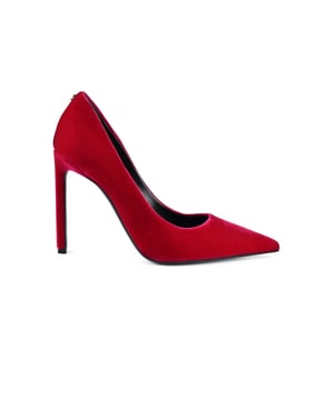 Pinkfarbene Pumps aus Samt von Tom Ford.Spitz zulaufende Spitze.12 cm hoher Pfennigabsatz.Sohle und Futter aus Leder.Made in Italy.