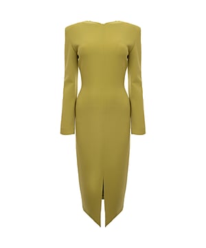 RAEY Women's Shoulder Pad High V Dress in Green
Bold, confident, and effortlessly chic.

The RAEY Shoulder Pad High V Dress in Green combines striking design with sustainable luxury. Made from a blend of 80% organic cotton and 20% organic silk, this dress offers a smooth, soft feel with a naturally luxurious sheen that stands out in any setting.

The powerful shoulder pads and deep V-neckline create a sharp, contemporary silhouette that enhances the dress’s bold, fashion-forward appeal. The rich green hue brings vibrancy and versatility, perfect for both daytime events and evening outings.

Features:

Structured shoulder pads for a strong, defined silhouette

High V-neckline for a bold, modern edge

Crafted from 80% organic cotton and 20% organic silk for a soft, sustainable finish

Rich green tone for an elegant pop of color

Versatile enough to be styled for both casual and formal occasions

Effortlessly chic and consciously crafted, this dress is a wardrobe staple for the fashion-forward, eco-conscious woman.