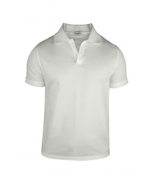 Poloshirt van Cassandre Saint Laurent.Biologisch katoen.YSL initialen geborduurd op de borst.Kraag met drie knopen.Ribgebreide randen.Korte mouwen.100% katoen.Gemaakt in Italië.