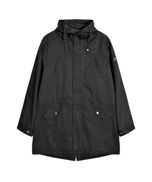 60% Cotton, 32% Polyester, 8% Nylon. Design: Badge, Embroidered Logo, Military Button, Plain, Target. Fabric Technology: Shower Resistant. Back Slit, Braided Cord, Branded Buttons, Branded Zip Pull, Metal Eyelets. Cuff: Buttoned. Neckline: Hooded. Sleeve-Type: Long-Sleeved. Hood Features: Drawstring, Sew-On. Fit: Oversized. Pockets: 4 Front Pockets, Internal, Snap Fastening, Flap Closure. Fastening: Snap Closure. Hem: Drawstring, Fishtail. S: 45.5 in. M: 48 in. L: 50 in. XL: 52.5 in. XXL: 55 in. 3XL: 57 in. 4XL: 60 in.