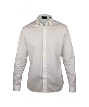 Camisa de algodón blanco roto de Philipp Plein.Botones de nácar ocultos.Made in Italy.