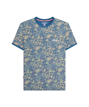 100% Baumwolle. Design: Paisley-Muster. Gewebtes Etikett. Passform: Regulär. Hinweis: Von Feuer fernhalten. Rundhalsausschnitt. Kurzärmlig. S: 96,52 cm. M: 102 cm. L: 107 cm. XL: 112 cm. XXL: 116,84 cm. 3XL: 121,92 cm. 4XL: 127 cm.