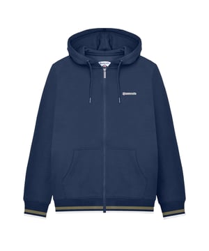 70% Cotton, 30% Polyester. Lining: Fleece, Soft. Design: Contrast Trim, Embroidered Logo, Plain. Hood Features: Drawcord. Hem: Ribbed, Tipped. Cuff: Double Tipped, Ribbed. Neckline: Hooded. Sleeve-Type: Long-Sleeved. Pockets: 2 Front Pockets. Fastening: Full Zip. M: 42.5 in. L: 45.5 in. XL: 49 in. XXL: 52.5 in. 3XL: 56 in. 4XL: 59 in.
