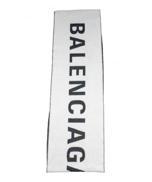 Bufanda Balenciaga Macro bicolor en negro y blanco.Logotipo de Balenciaga en contraste.100% lana.Made in Italy.