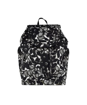 Mochila de piel Christian Louboutin Explorafunk.Motivo floral en blanco y negro.Bolsillos laterales con cremallera.Cierre magnético.Espalda roja con malla negra.Detalles metálicos plateados.Tirantes ajustables con logotipo negro.Dimensiones: fondo 16 cm x alto 44 cm x ancho 35 cm.Made in Italy.