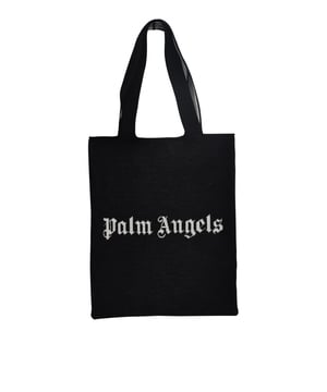 Bolso tote Palm Angels negro de lona con mezcla de lana.Logotipo blanco impreso en la parte delantera.Amplio compartimento.Dimensiones: altura: 41 cm, longitud: 33 cm.Made in Italy.