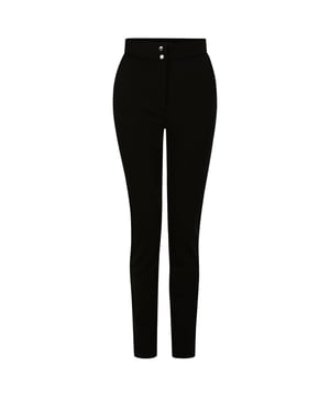 The Dare 2b Sleek III Pant. These stretchy softshell trousers provide great movement on the slopes. You'll have total wind and water protection, plus breathability to keep you fresh. The ladies ski trousers are finished with a stylish tapered leg fit. Material: 100% Polyester. Ref: DWL562800.