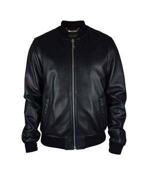 Philipp Plein bomberjack van zwart leer.Veelkleurige schrijfillustratie op de achterkant.Zwart elastiek in de taille en manchetten.Ritssluiting.Gemaakt in Italië.