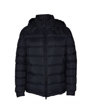 Valentino blauw donsjack met logoprint.Afneembare capuchon.Ritssluiting.Gans- en eendendonsvulling.100% polyamide.