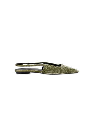 Blade-Ballerinas aus grünem Samt von Saint Laurent.Ballerinas mit  sling-back .Spitz zulaufende, quadratische Spitze.Sohle aus Leder.Made in Italy.