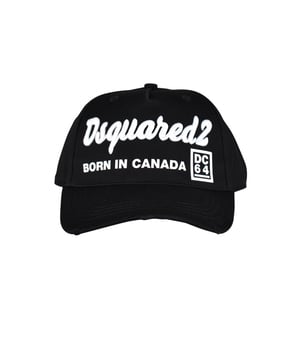 Gorra negra de algodón de Dsquared2.Logotipo bordado en blanco en el centro.Inscripción y símbolo blancos  Born in Canada  en el centro.Inscripción bordada en blanco en la espalda.Efecto rasgado en la parte delantera.Gorra ajustable.